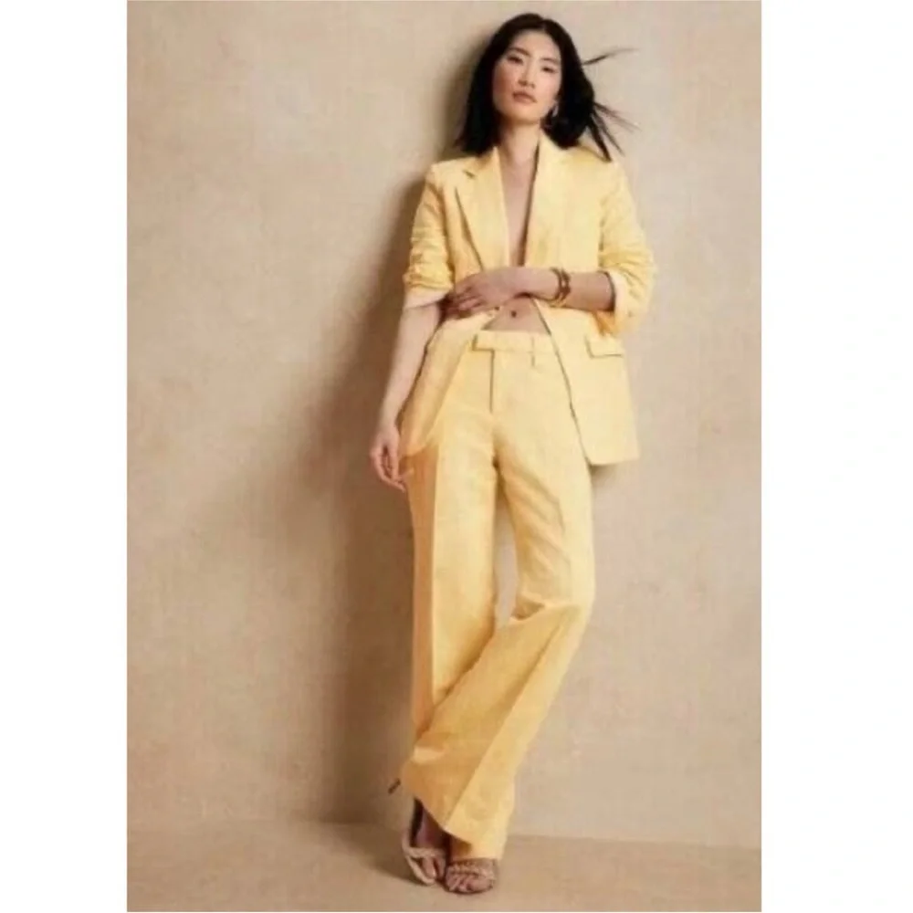 Banana Republic Islet High Rise Wide Leg Twill Trouser Pant Yellow 12S